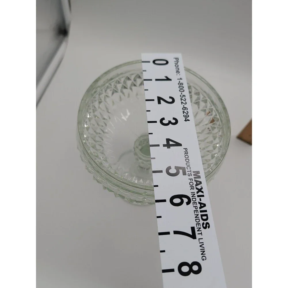 Vintage Indiana Glass 1940's American Diamond Cut Glass Pedestal Candy Dish